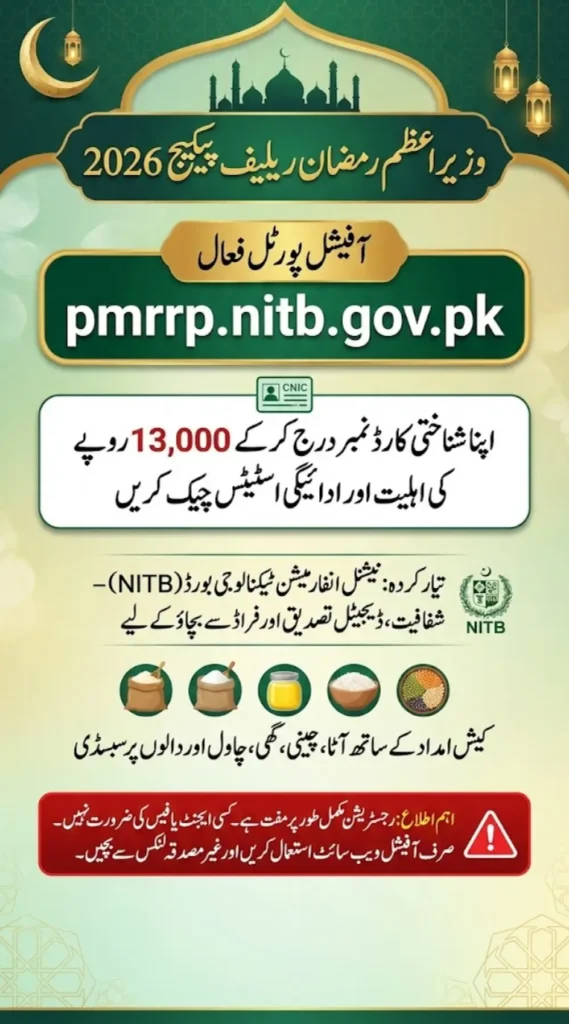 Pmrrp.nitb.gov.pk Portal For PM Ramzan Relief Package 2026